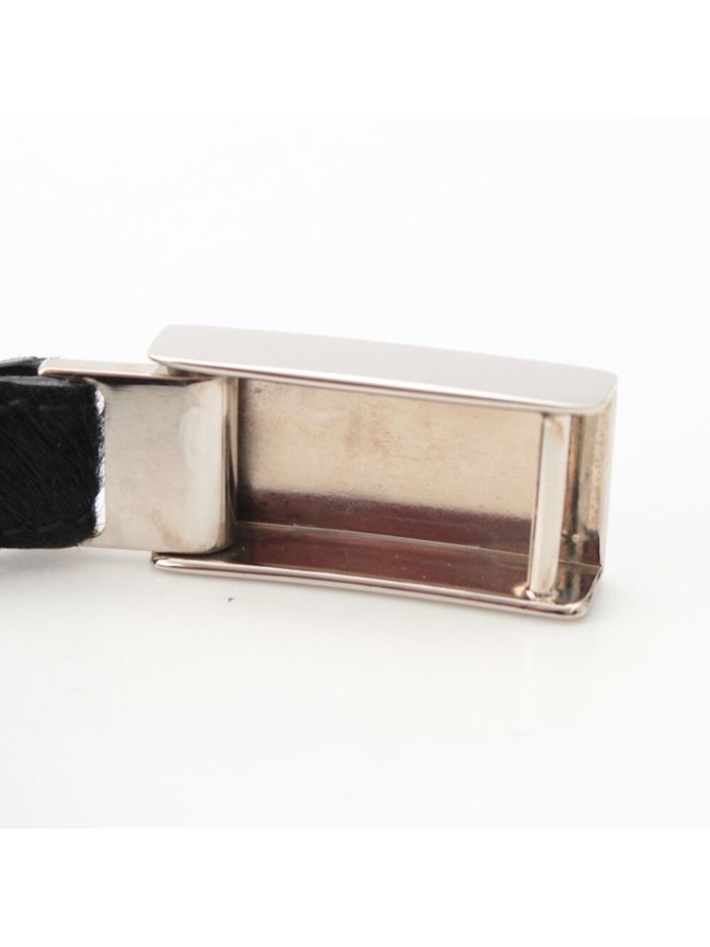 Gucci Era Calf Hair Leather Logo Narrow Belt Black - Picture 5 of 10